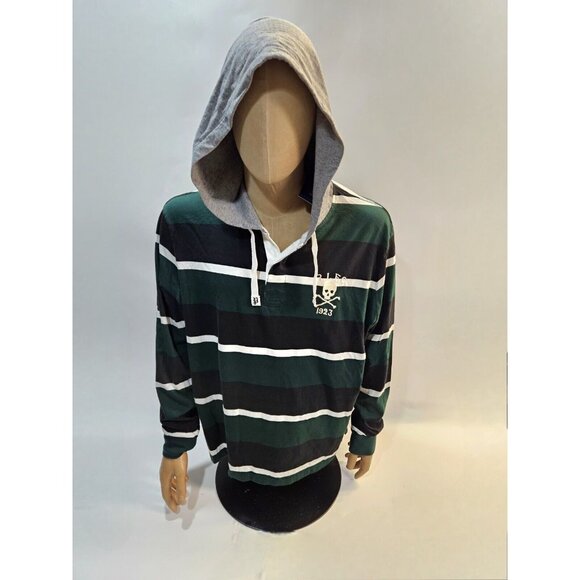 Polo Ralph Lauren Other - POLO RALPH LAUREN MEN XL GREEN BLACK GREY STRIPED COTTON HOODIE SKULL NWT